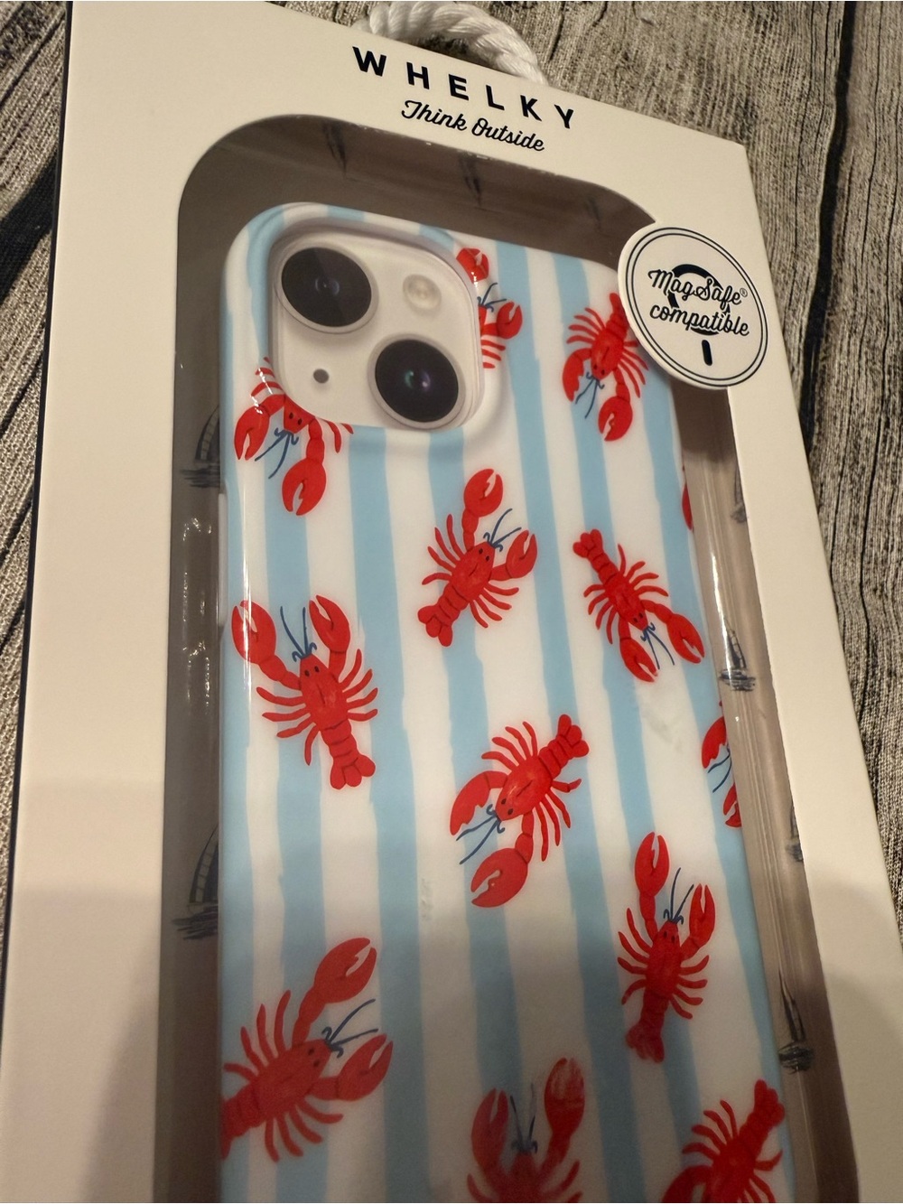 Red Lobster Stripe iPhone Case - Blue & White Stripes